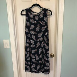 LOFT Navy Pineapple Print Mini Dress